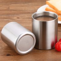 304 Stainless Steel Coffee Mug Double Wall Beer Cup No Handle Thickened Anti-scald Metal Water Bottle Kitchen Drinking Tools