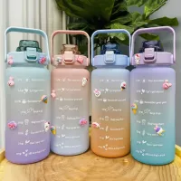 【jw】❡❡  2 Liters Bottle Reusable Plastic Cups Motivational Drinking With Stickers