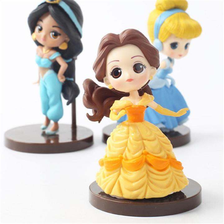 8-pcs-disneys-princessesตุ๊กตาขยับแขนขาได้อะนิเมะตุ๊กตาของเล่นตุ๊กตาสำหรับสาวminiโมเดลแกะสลักเค้กตกแต่งการ์ตูนของขวัญวันเกิดสำหรับเด็ก