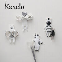 Kaxcio 4 PCS สัตว์น่ารักตู้เย็นตะขอกุญแจ Wall ที่วางโครเชต์ที่ถอดออกได้ตะขอห้องครัวตกแต่งบ้านที่ใส่กุญแจผนังสามารถล้างผู้ถือตะขอ