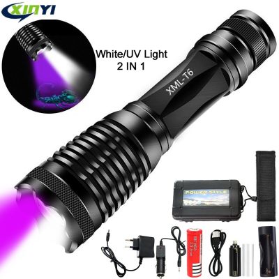 10000LM 2in1 UV Flashlight LED Linternas Torch 395nm Ultraviolet Urine Detector for camping Carpet Pet Urine Catch Scorpions Rechargeable Flashlights