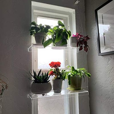 【YF】 Acrílico janela planta prateleiras limpar pendurado prateleira de parede flutuante vaso flores rack alta qualidade