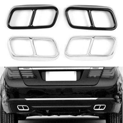 Yubao ส่วนภายนอกสแตนเลสฝาครอบช่องแอร์ท่อไอเสียท่อไอเสียรถยนต์สีดำมันวาวสำหรับ BMW 7 Series F01 2009-2014