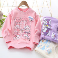 Cinnamoroll My Melody Sanrio Kawaii อะนิเมะเด็กเสื้อผ้าการ์ตูนน่ารัก Kuromi รอบคอ Hoodie แขนยาวเสื้อยืดของเล่น Girls