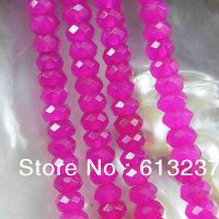 【CW】 Wholesale Price Pink Stone jades chalcedony 4X6mm Rondelle Faceted Loose Beads Jewelry Findings 15inch MY4158