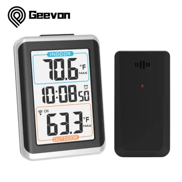 Geevon Indoor Outdoor Thermometer Wireless Digital Temperature Gauge  Weather Station With Backlight Support 3 Channels white 