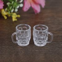 【CW】 2Pcs Cups Goblet Drink Wine Beer Cup Dollhouse Glass 1:12 Scale Miniature Decoration