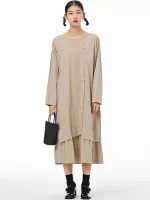 XITAO Dress Casual Full Sleeve Loose Dress