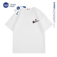 ✇ เสื้อยืดแขนสั้น ผ้าฝ้าย พิมพ์ลายนักบินอวกาศ NASA สีขาว แฟชั่นฤดูร้อน สําหรับผู้ชาย และผู้หญิง