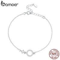 Bamoer Authentic 925 Sterling Silver Simple Ring Bracelet For Women Simple Basic Bracelet For Female Fine Jewelry Wedding Gift