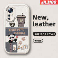 เคส JIUMOO สำหรับ Xiaomi 12 Lite 12 Pro เคสโทรศัพท์นุ่มหนังลายการ์ตูนแพนด้าบางน่ารักเคสป้องกันเลนส์กล้องคลุมทั้งหมดเคสกันกระแทกกรอบซิลิโคนลายดีไซน์ใหม่