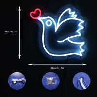 Dove Of Peace Neon Signs Love Red Heart White Dove LED Signs Dimmable Switch Holy Spirit LED Animal Neon Light Up For Church,