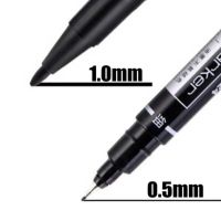 10Pcs Double Head Marker Pen 0.5mm Thin Tip 1mm Tips Writting Fine Point Waterproof Ink Oily Markers Office School Supplies Highlighters Markers