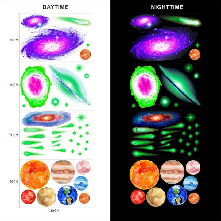 Luminous Colorful Milky Way Wall Stickers Stars Glow In The Dark Galaxy Wall Decals For Kids