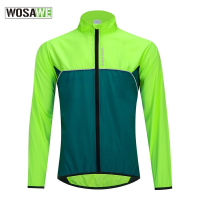 WOSAWE Men Reflective Cycling Jacket Long Waterproof Windproof Road Bike Bicycle MTB Wind Breaker Windjacke Running Sport Jacket