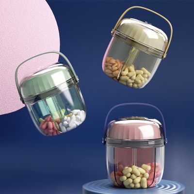 ❆ 2 Size Multifunction Portable Tablet Grinder Powder Pill Cutter Medicine Splitter Box Storage Pill Crusher Medical Organizer