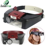 【jw】✥✉  Helmet Magnifier Glasses light 10X Repairs Reading Optical Glass Lamp Loupe 1.0/1.5/3.5/10X