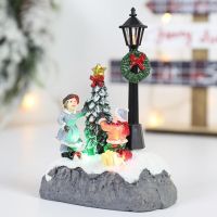 【ร้อน】ไฟ Led คริสต์มาสขนาดเล็ก SnowmenTree VillageLandscape เดสก์ท็อปเรซิ่นเครื่องประดับ FigurinesH4m6