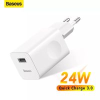 [ใหม่2023] Baseus 24W Quick Charge 3.0เครื่องชาร์จ USB สำหรับ Xiaomi Mi 9 Samsung S7 USB ที่ชาร์จโทรศัพท์อย่างรวดเร็วสำหรับ iPhone 8 X เครื่องชาร์จติดผนังอะแดปเตอร์