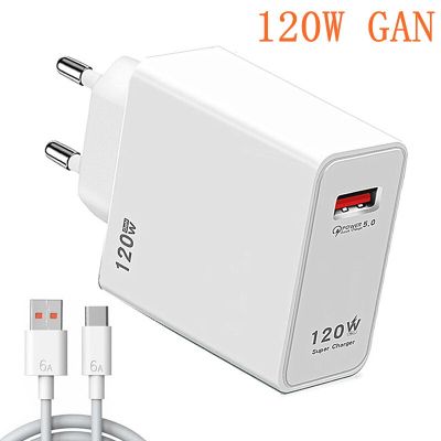 GAN 120W USB Charger Phone Charger QC 5.0 4.0 3.0 Fast Charging Adapter For iPhone 14 13 12 Samsung Huawei Realme Chargeur Wall Chargers