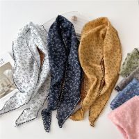 【CC】ﺴ◘  New Small Floral Thin Narrow Scarf Neckerchief Cotton Neck Scarves Headscarf Shawl