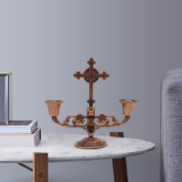 Fityle Cross Candle Stand Metal Candle Stick Holder Christian Cross Decorative Taper Candle Holder Table Centerpiece Decoration