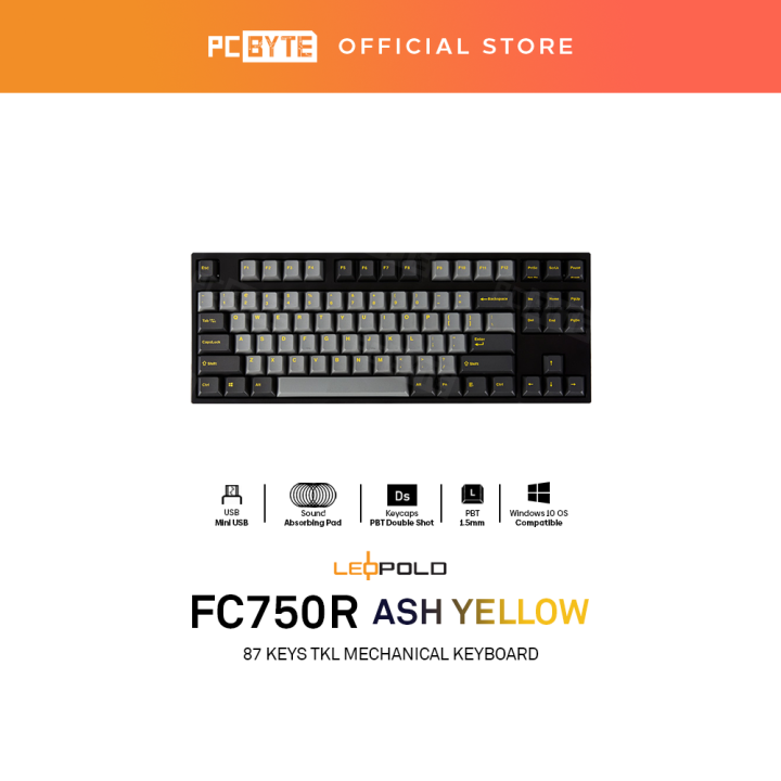 Leopold FC750R PD Ash Yellow 87keys TKL Mechanical Keyboard - (Cherry ...