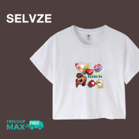 เสื้อเสื้อยืดสั้นลายตลกแฟชั่นแนวเกาหลี SELVZE สำหรับ A2829ผู้หญิง