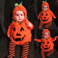 2023 Newborn Infant Baby Halloween Costume Set Boys Girls Bodysuit 2pcs Long Sleeve Fleece Zipper Hooded Romper Jacket Pants Outfit