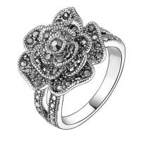 [COD] Wish popular retro ring hot creative black rose micro-set diamond flower