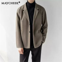 MAYCHEER   สูทผู้ชาย,สูทเสื้อแจ็คเก็ตลำลองกาแฟสีน้ำตาลสั้นเข้ารูปพอดีเสื้ออเนกประสงค์