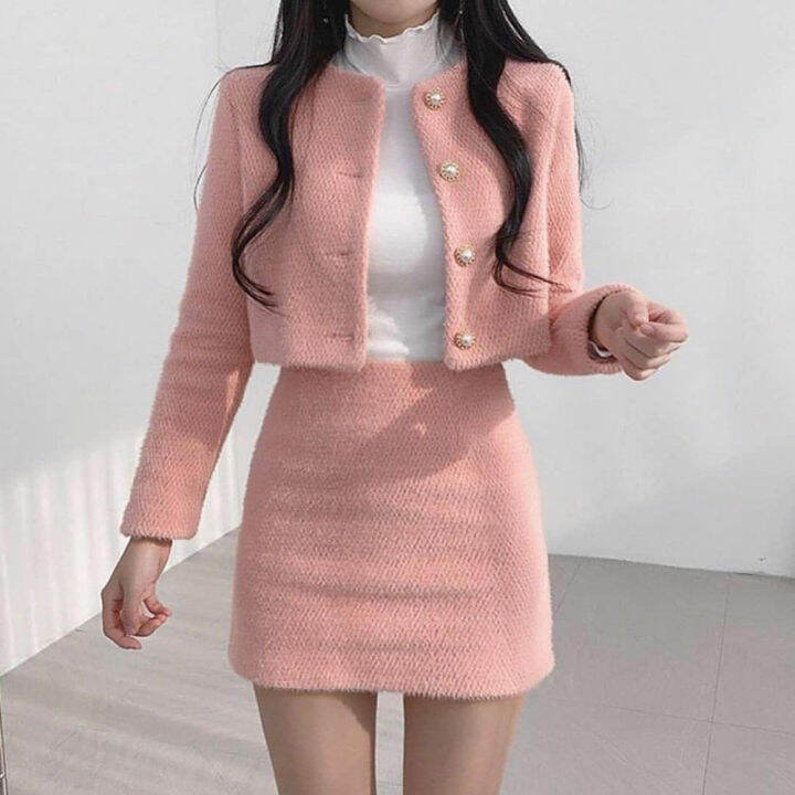 2023 Spring Summer Korean Fashion Sweet Women's Suit with Skirt Two