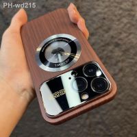 BGF Wood Grain Large Window Magnetic for Magsafe Charging iPhone 12 13 14 Protection Cover