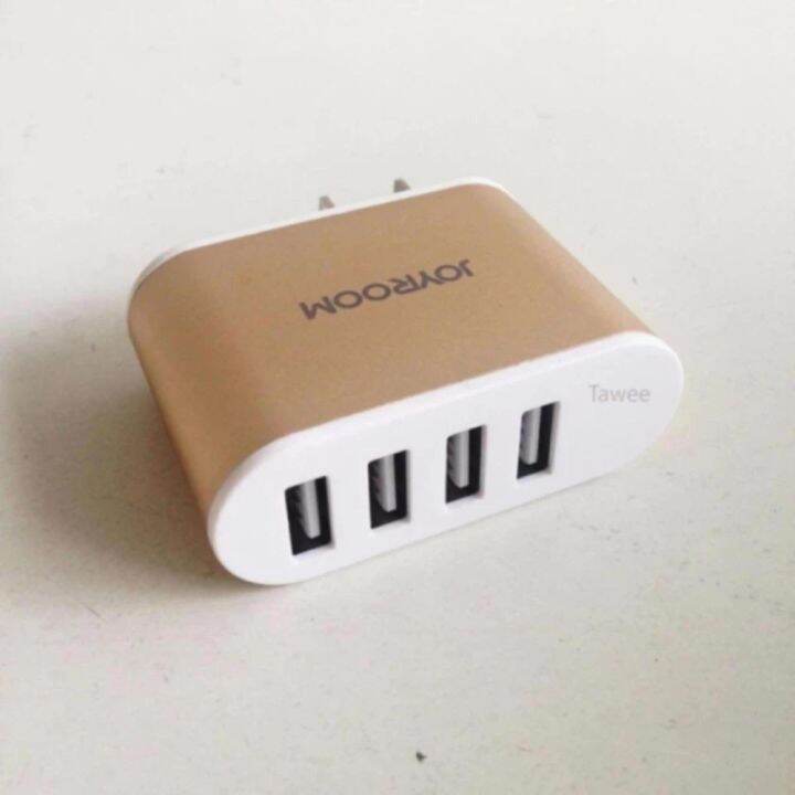 best-seller-joyroom-travel-charger-usb-4port-4-2a-outputอแดปเตอร์ชาร์ต-ยูเอส-บี4ช่อง-รุ่นl-m403-สีทอง-gold-ที่ชาร์จ-หูฟัง-เคส-airpodss-ลำโพง-wireless-bluetooth-คอมพิวเตอร์-โทรศัพท์-usb-ปลั๊ก-เมาท์-hdm