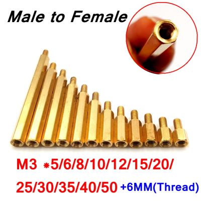 10PCS M3 Male-Female Copper Pillar Hex Nut Spacing Screw Brass Threaded Pillar for PCB Computer PC Motherboard Standoff Spacer Nails Screws Fasteners