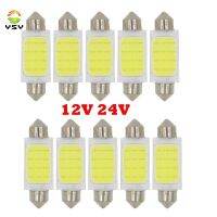 แผ่นไฟไฟติดป้ายทะเบียนภายในรถ24V 12V C5W C10W ชิพ41Mm 39Mm 36Mm 12หลอดไฟ COB โดมรถยนต์10X รถบรรทุก