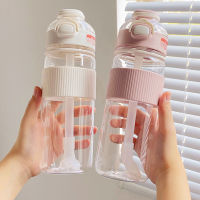 720/1100ml Water Bottle with Bear Sticker Large Capacity 4 Colors Summer Portable Drinking Straw Cup for Travel