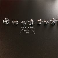 Chrome Heart s925 sterling silver skull military flower Chrome Heart earrings earrings