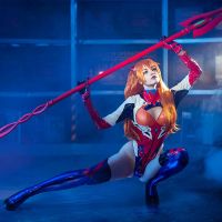 ROLECOS Anime Asuka Cosplay Costume Asuka Langley Soryu Cosplay Costume Sexy Jumpsuit Women Bodysuit Halloween Headwear