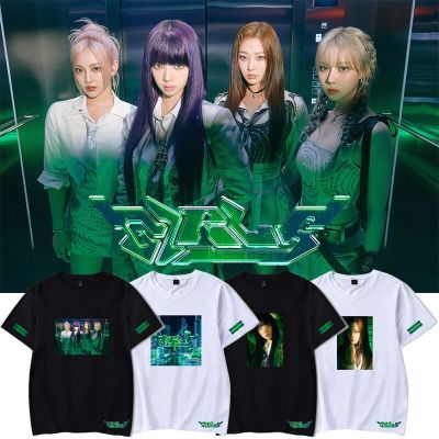 Korean Fashion T Shirt K Pop Kpop K-pop Aespa Girls T-shirt Cal Short Sleeve Tee Shirts Harajuku Streetwear Hip Hop Tshirt