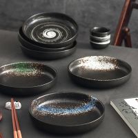 【hot】☃  European Plate Kiln Glaze Round Restaurant Steak Dish Vegetable Salad Plates Tableware