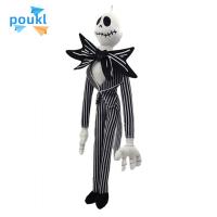 POUKL 50ซม. ค่ะ ตุ๊กตา JACK skellington แจ็คกำมะหยี่ หัวเล็กๆ ตุ๊กตาโครงกระดูกตุ๊กตา ของเล่นตุ๊กตาผ้า ฟองน้ำเสริมฟองน้ำ คริสมาสต์