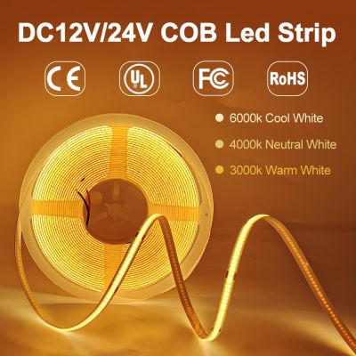 High Density Flexible Mini Cob Led Strip Light Pixel Tape Linear Dimmable Ribbon Warm Nature Cool White DC24V 10M/Roll No Weldin LED Strip Lighting