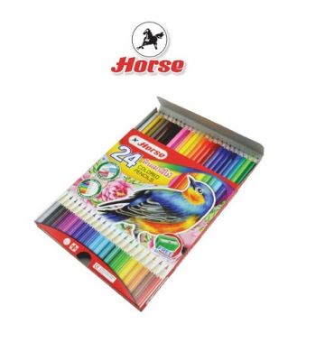 Horse ตราม้า ดินสอสีไม้ยาว24สี+กบเหลา H-2080 กล่องแดง