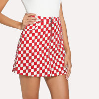 Checkerboard High Waist Skirt  Summer Sexy Mini Skirt Zipper Checkered Skirts Womens Short Bottom Saia Gothic