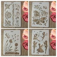 ❁ 4Pcs A4 27cm Fairy Butterfly Flower DIY Craft Layering Stencils Painting Scrapbooking Stamping Embossing Album Paper Template