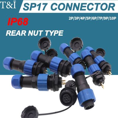 SP17 SL17 Waterproof Aviation Plug Connector with Male and Female Butt Joint Rear Nut Configuration IP68 Rated2-10 Pin Options