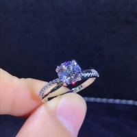 [COD] Liu Shishi แหวนไขว้สี่กรงเล็บแบบเดียวกัน 2 Kara เลียนแบบ Moissanite Diamond Hearts and Arrows แหวนเพชรแต่งงานหญิง