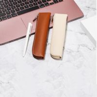 【DT】hot！ Simple Pen Sleeve PU Leather Mini Small Bag Zipper Pencil Pouch Stationery Fountain Holder Case Student School Supplies