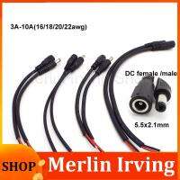 Merlin Irving Shop 3A-10A 16/18/20/22awg DC Male Female jack plug Power Supply Connector extend Cable 5.5X2.1MM repair Copper Wire big Current 18cm